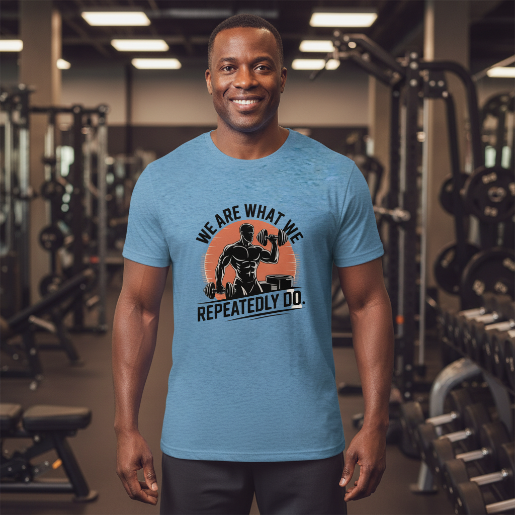 We Are What We Repeatedly Do - Blue Tee Square